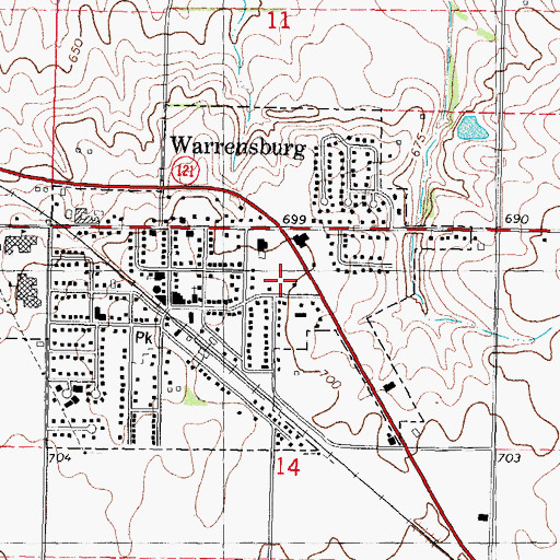Topographic Map of Warrensburg Fire Protection District, IL
