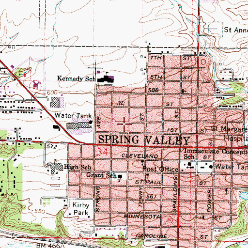 Topographic Map of Spring Valley Fire Department, IL