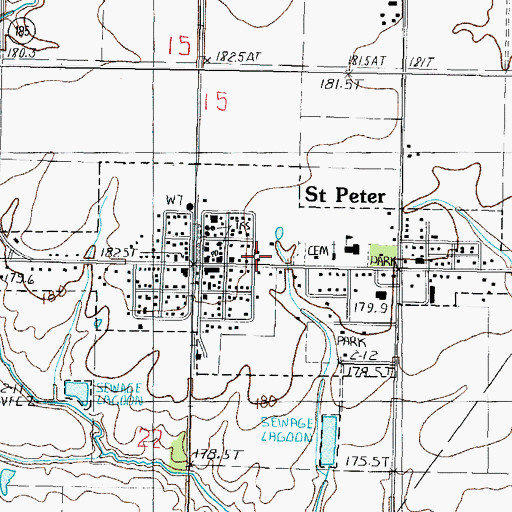 Topographic Map of Saint Peter Volunteer Fire Department, IL