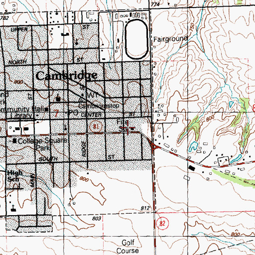 Topographic Map of Cambridge Fire Protection District, IL