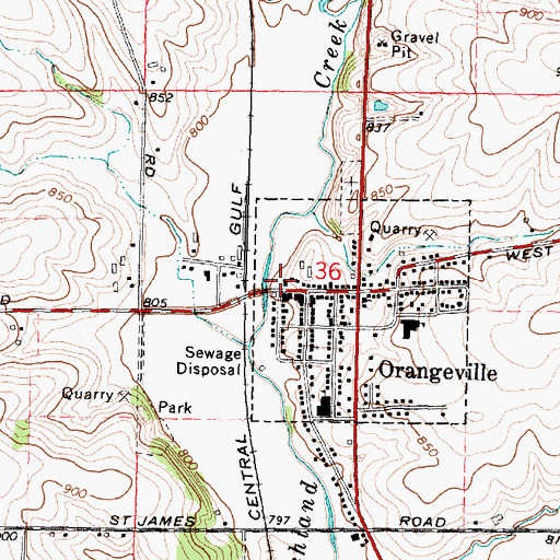 Topographic Map of Orangeville Fire Protection District, IL