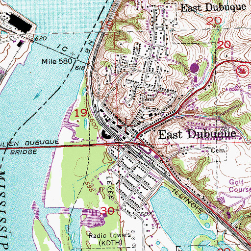 Topographic Map of East Dubuque Fire Department Station 1, IL