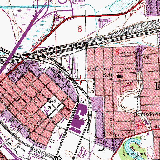 Topographic Map of East Saint Louis Fire Department - Engine Company 422, IL
