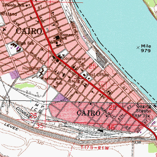 Topographic Map of Cairo Fire Department, IL