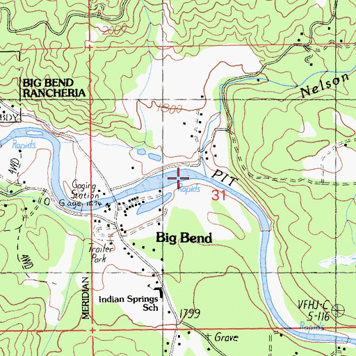 Topographic Map of Nelson Creek, CA