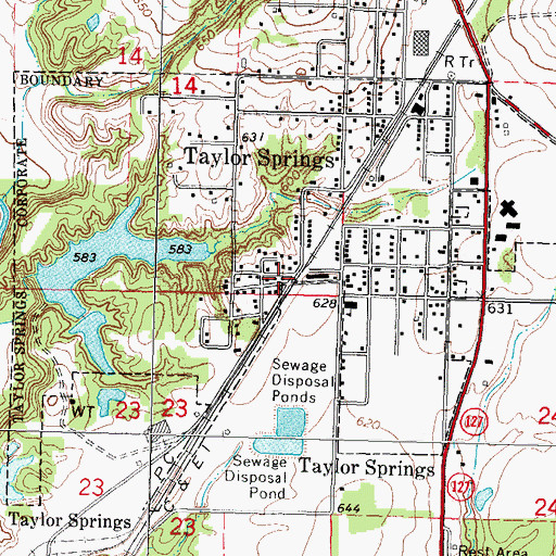Topographic Map of Taylor Springs Volunteer Fire Department, IL