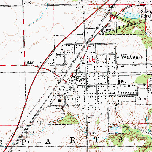 Topographic Map of Wataga Fire Department, IL