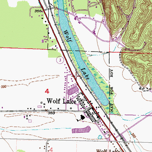 Topographic Map of Ware - Wolf Lake Fire Protection District, IL