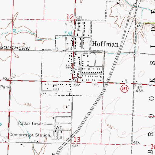 Topographic Map of Hoffman Fire Protection District, IL