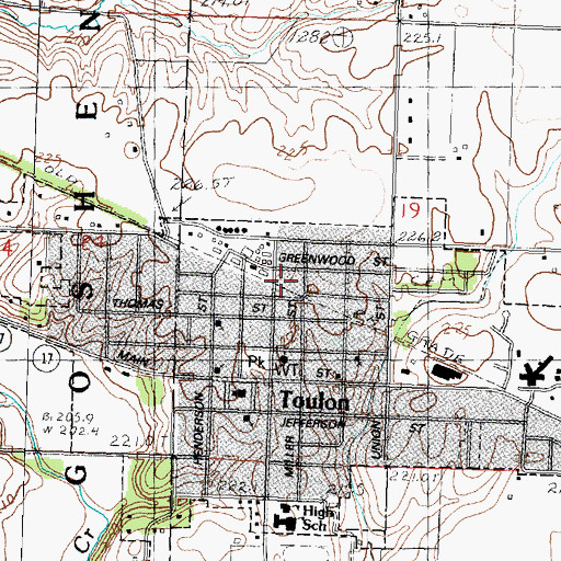 Topographic Map of Toulon Fire Protection District, IL