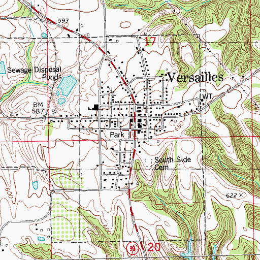 Topographic Map of Versailles Fire Protection District, IL