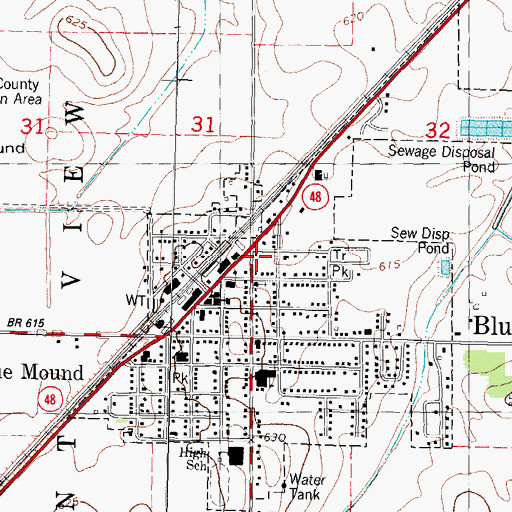 Topographic Map of Blue Mound Community Rural Fire Protection District, IL
