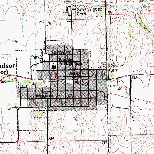 Topographic Map of Rivoli Fire Protection District New Windsor Station, IL
