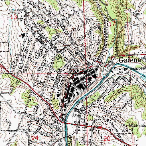 Topographic Map of Galena Fire Department, IL