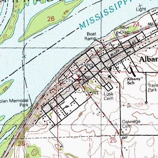 Topographic Map of Albany Fire Protection District, IL