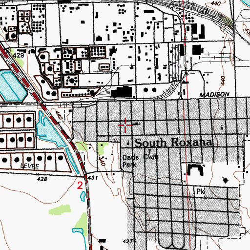 Topographic Map of South Roxana Fire Department, IL