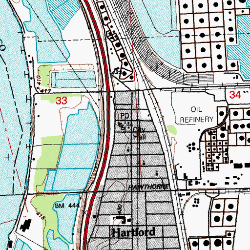 Topographic Map of Hartford Fire Department, IL