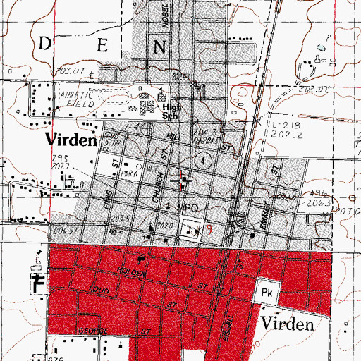 Topographic Map of Virden Fire Protection District, IL