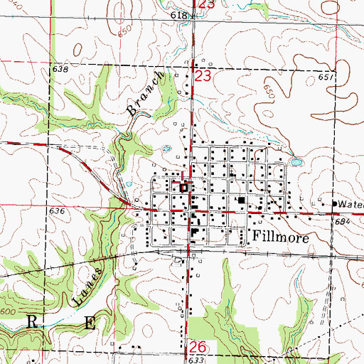 Topographic Map of Fillmore Community Fire Protection District, IL