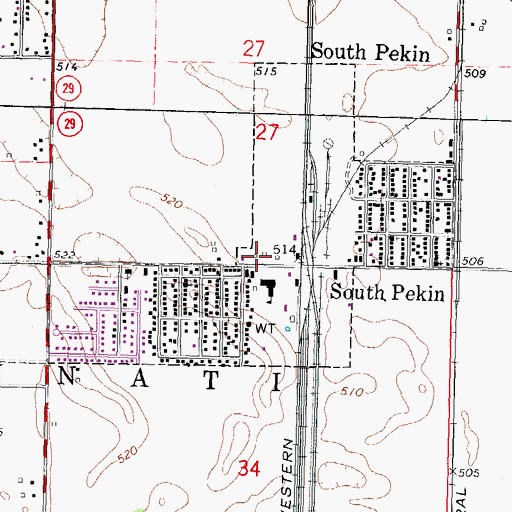 Topographic Map of South Pekin Volunteer Fire Department Station 1 Headquarters, IL