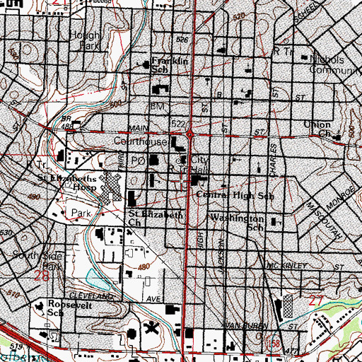 Topographic Map of Belleville Fire Department Headquarters, IL