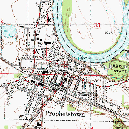 Topographic Map of Prophetstown Fire Protection District, IL