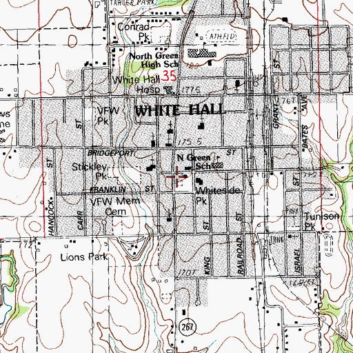 Topographic Map of White Hall Volunteer Fire Department, IL