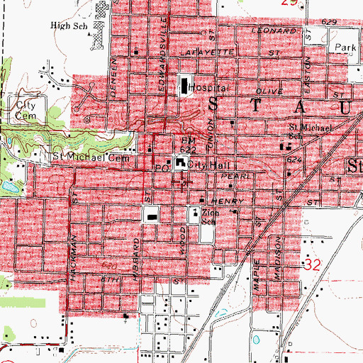 Topographic Map of Staunton Fire Protection District, IL