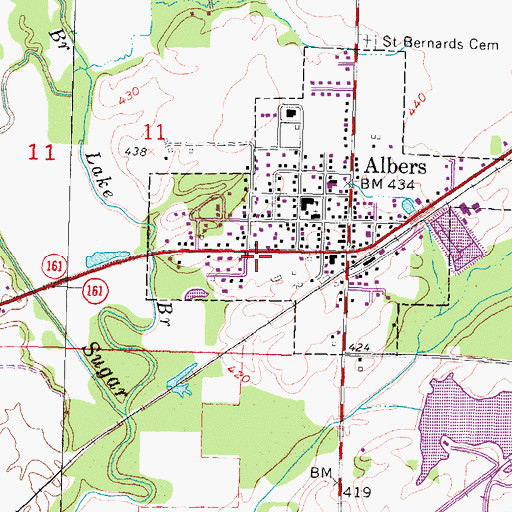 Topographic Map of Clin - Clair Volunteer Fire Protection District, IL