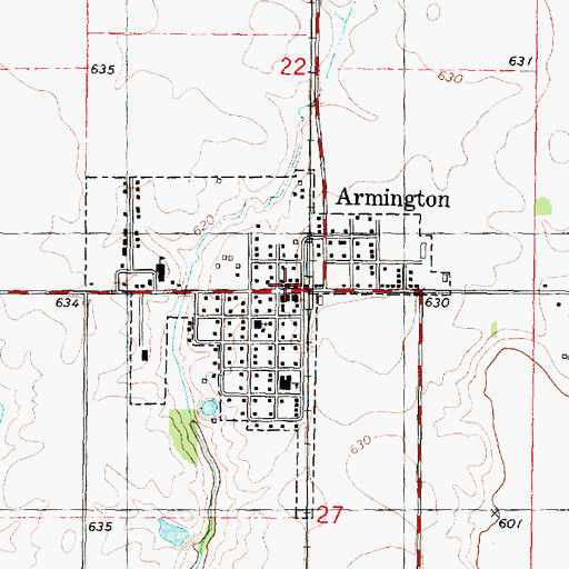 Topographic Map of Armington Community Fire Protection District, IL