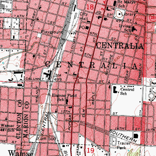 Topographic Map of Centralia Fire Protection District, IL