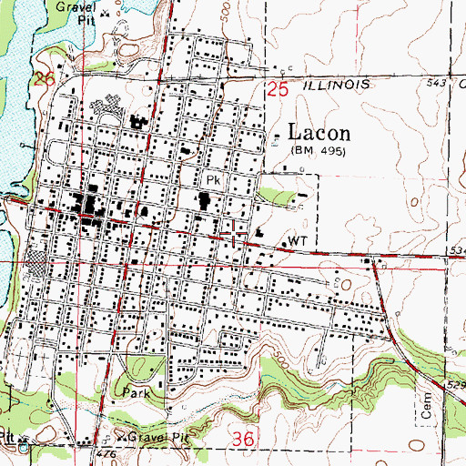 Topographic Map of Lacon - Sparland Fire Protection District and Emergency Ambulance Service, IL