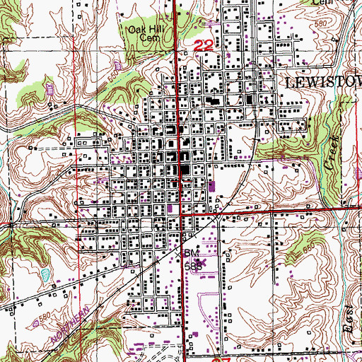 Topographic Map of Lewistown Volunteer Fire Protection District, IL