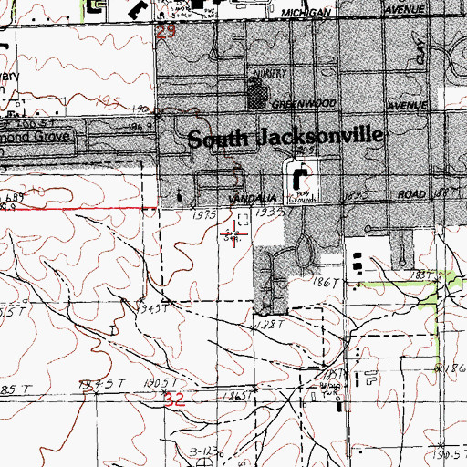 Topographic Map of South Jacksonville Fire Department and Rescue Squad, IL