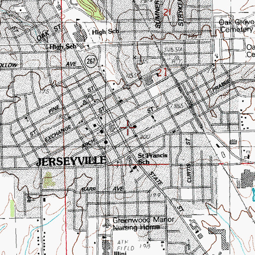 Topographic Map of Jerseyville Volunteer Fire Department, IL