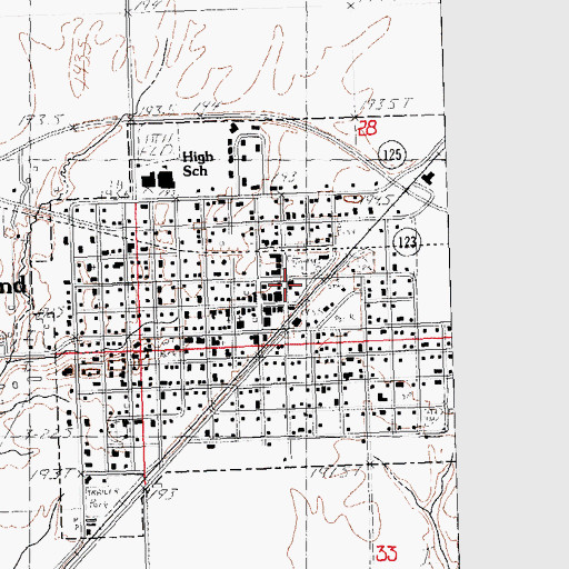 Topographic Map of Ashland Volunteer Fire Department, IL