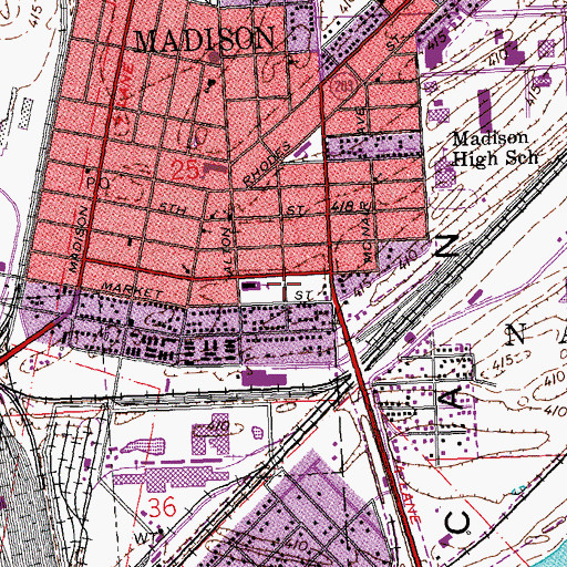 Topographic Map of Madison Fire Department, IL