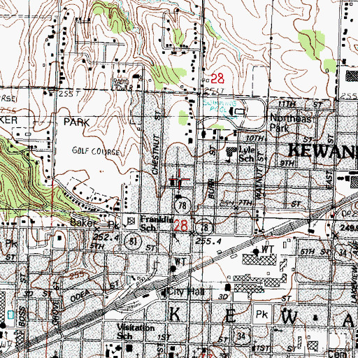 Topographic Map of Kewanee Community Fire Protection District, IL