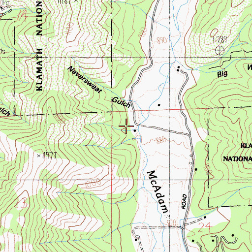 Topographic Map of Neversweet Gulch, CA