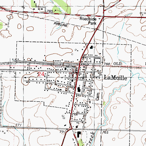 Topographic Map of La Moille Fire Department, IL