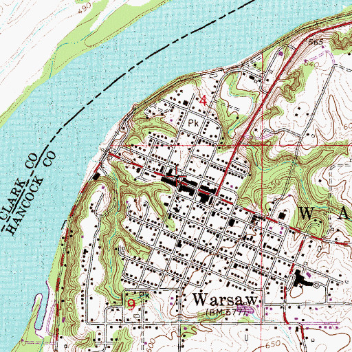 Topographic Map of Hancock County Ambulance Service, IL