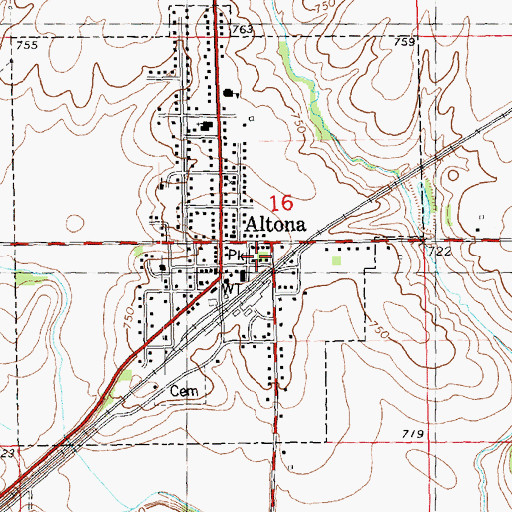 Topographic Map of Altona Fire Protection District, IL