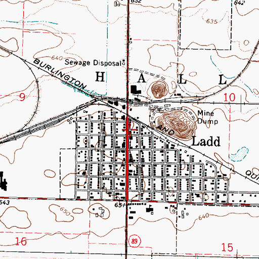 Topographic Map of Ladd Fire Protection District, IL