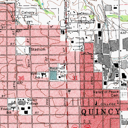 Topographic Map of Quincy Fire Department Station 6, IL
