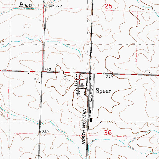 Topographic Map of Speer Volunteer Fire Department, IL