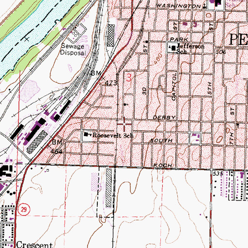 Topographic Map of Pekin Fire Department Station 3, IL