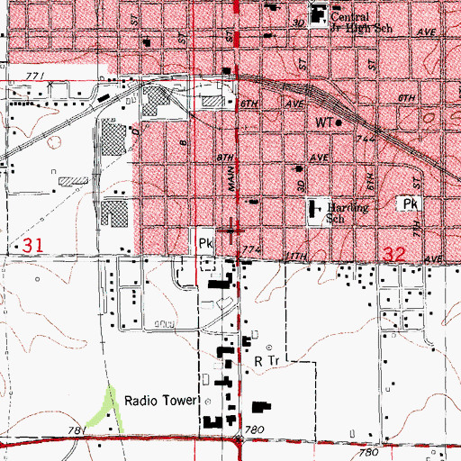 Topographic Map of Monmouth Fire Department Station 2, IL