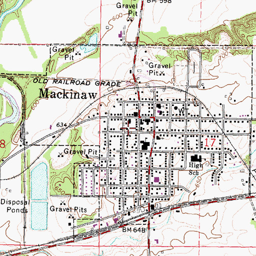 Topographic Map of Mackinaw Fire Protection District, IL
