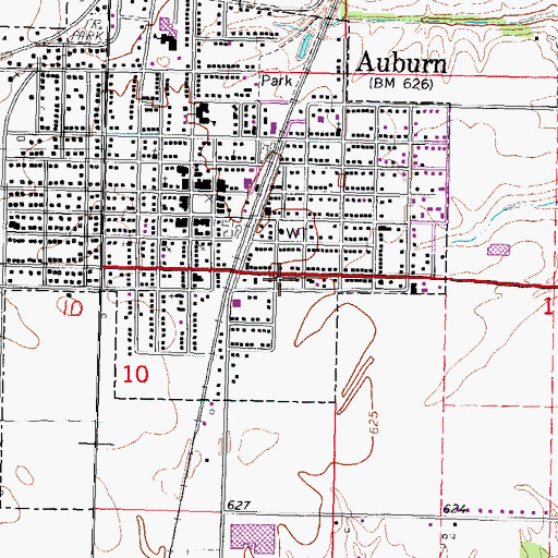 Topographic Map of Auburn Fire Protection District Engine House 2, IL