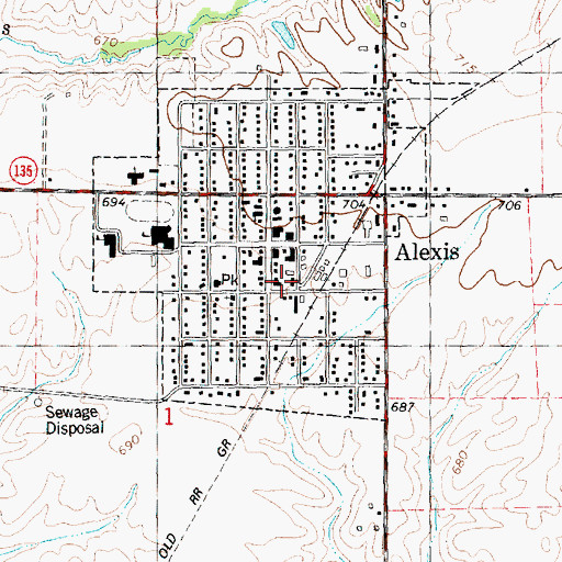 Topographic Map of Alexis Fire Protection District, IL